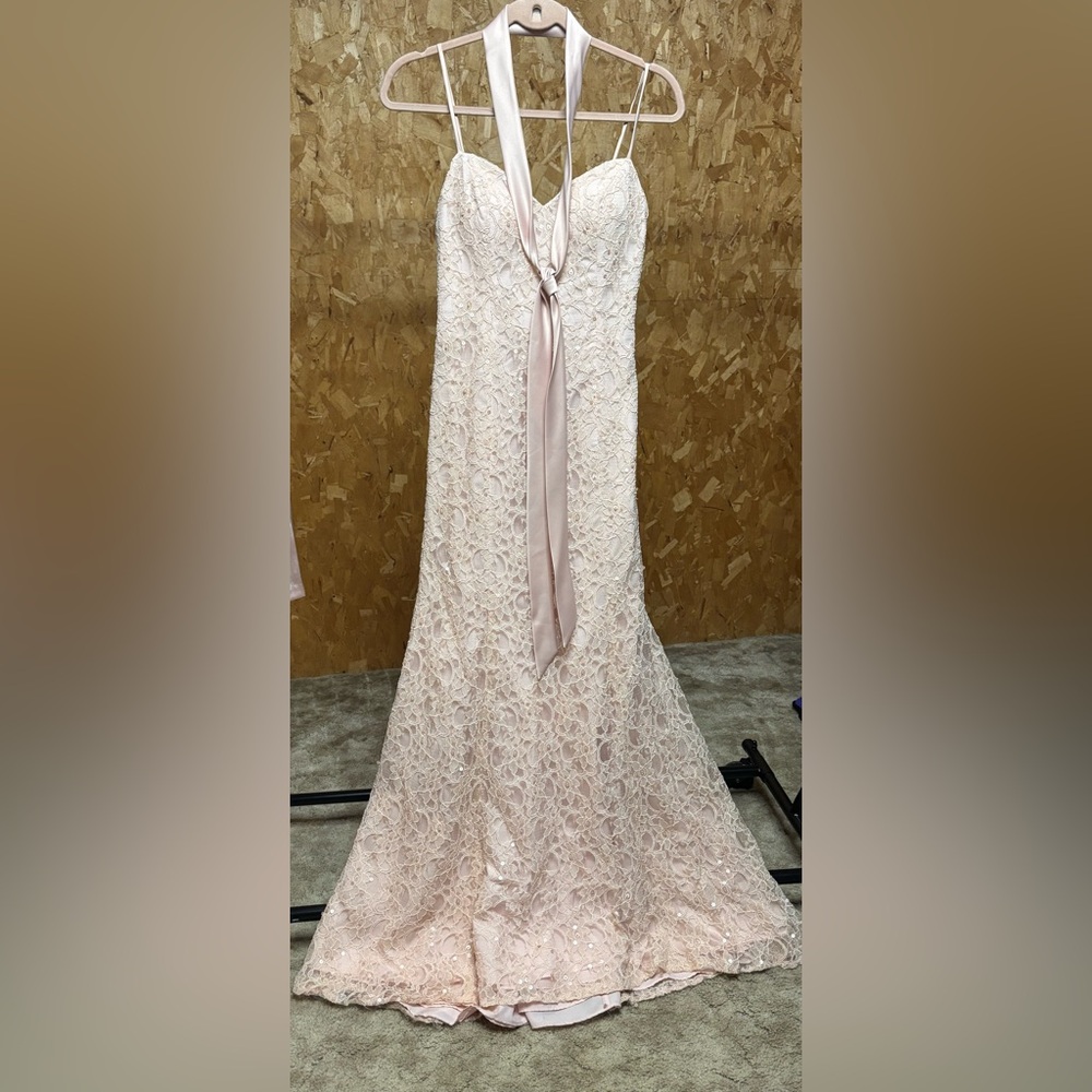 Elegant Lace Pink Bridesmaid Dress XS